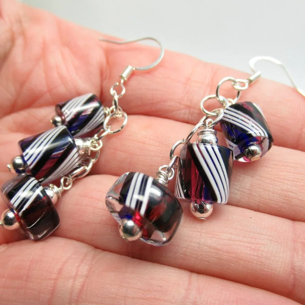 Cane Glass dangle earrings